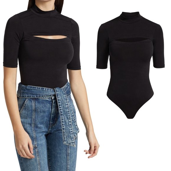 Jonathan Simkhai Standard Haze Jersey Cutout Bodysuit Turtle Neck Stretch Small - Picture 1 of 13